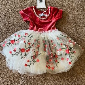 Size 2 red and white tutu flower dress
